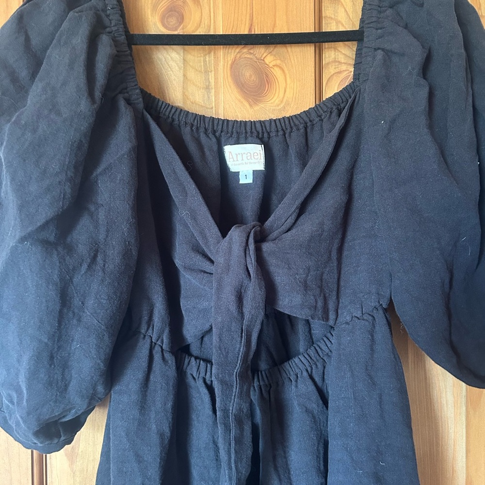 Organic Linen Cottagecore Midi Dress - Picture 2 of 3